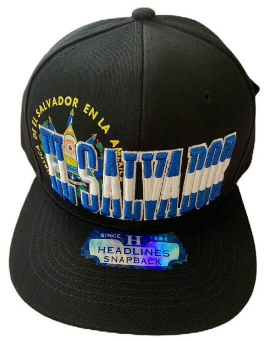El Salvador embroidery hat cap gorra negra bordado